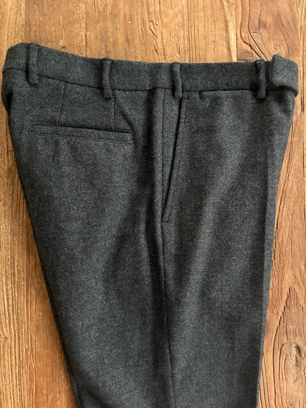 Taylor Stitch Telegraph Trouser in Charcoal Wool Herringbone size 29x32Huckberry